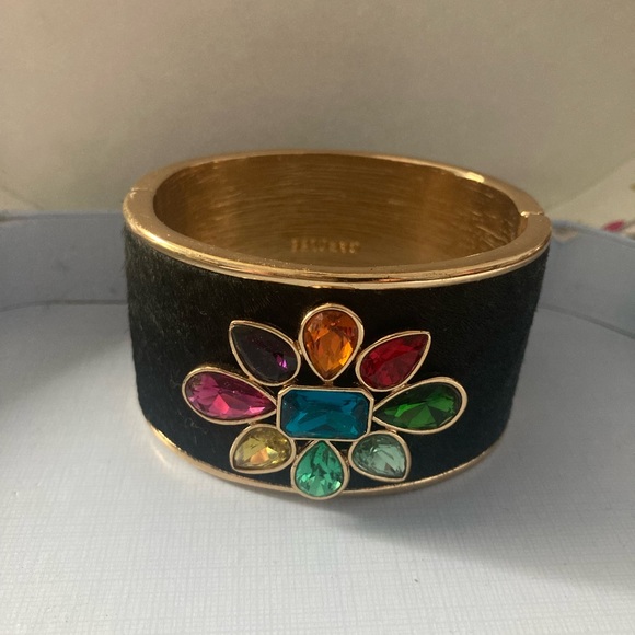 Carolee womens cuff bracelet rainbow w black fuzzy texture - Picture 1 of 4